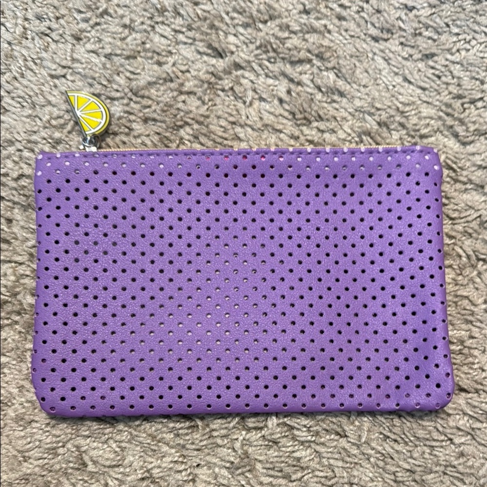 Ipsy Purple Cosmetic Bag with Textured Perforated Design